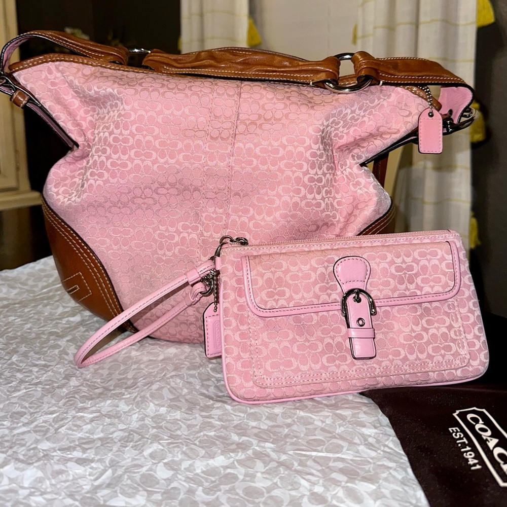 Coach Shoulder bag, Vintage limited edition, brown leather trimming